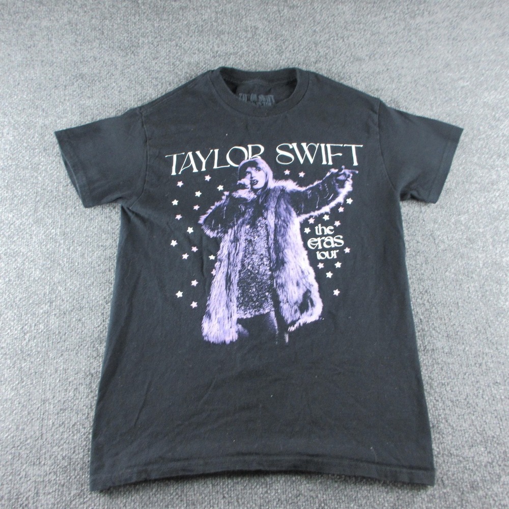 Taylor Swift Shirt Womens Small Black Short Sleeve Eras Tour Concert Graphic Tee